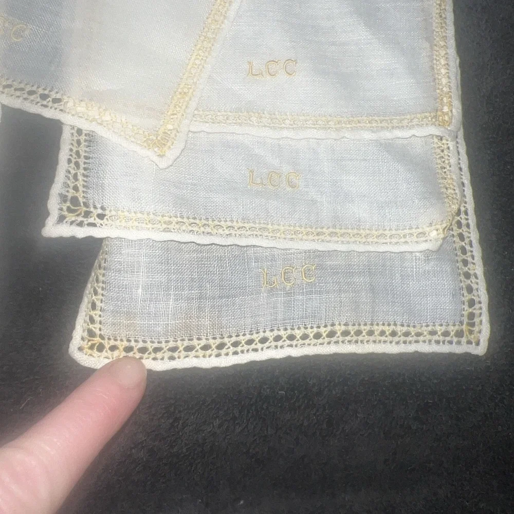 13 VTG Rectangle Linen Cocktail Napkin Embroidered 